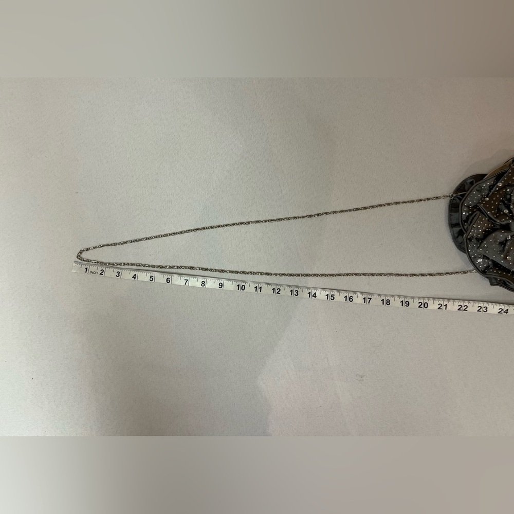 2/$20 - Sparkly Grey Satin Clutch with Rhinestones & A Bow,removable chain, prom - Picture 8 of 11